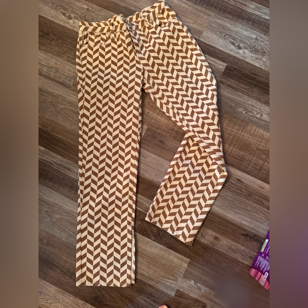 PacSun Brown and Cream Geometric Pants
